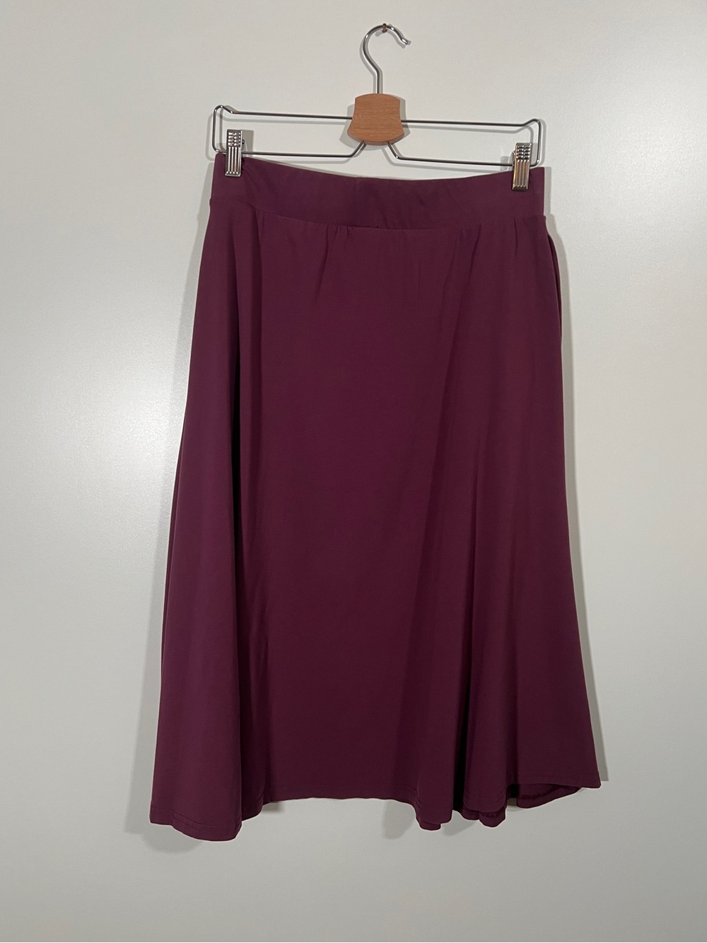 Pact Organic Cotton Fit & Flare A-Line Skirt Midi Length Size Large Plum Purple - Picture 6 of 9